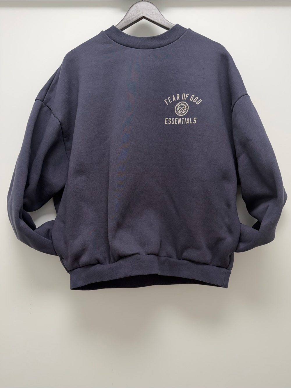 Fear Of God Essentials Marine University Fleece Crewneck Sweatshirt Size Medium - Picture 2 of 12